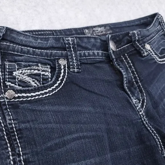 Silver Suki DIY Cut-off Shorts Women's 29 Raw Hem Stretch Faded Dark Wash Glam - Picture 2 of 7